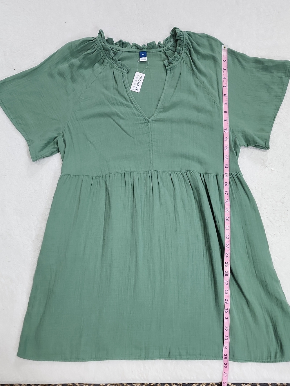 Old Navy Split Neck Crinkle Gauze Mini Swing Dress With Pockets New With Tags - Picture 5 of 7